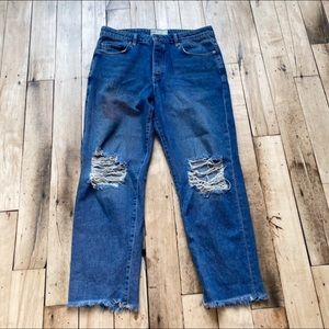 Free People Boyfriend Distress Denim Butt Slit